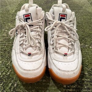 FILA White and Gum Men’s Chunky Low-Top Sneakers